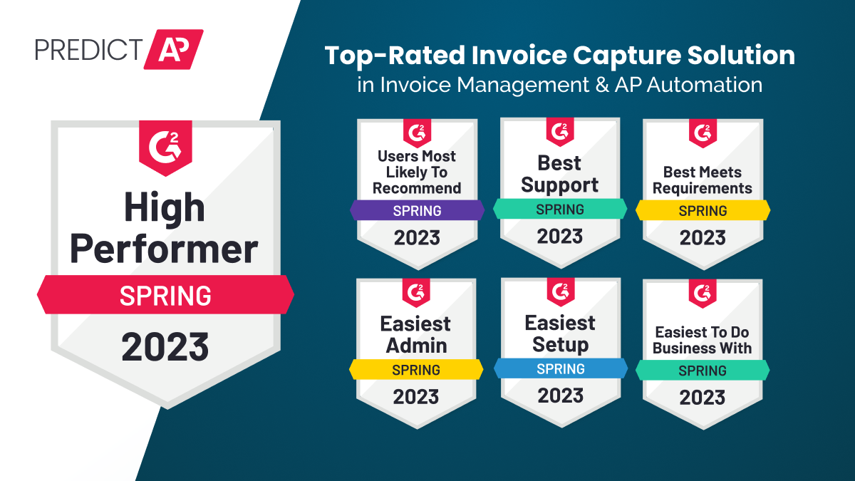 PredictAP is a High Performer in the Invoice Management and AP Automation categories on G2